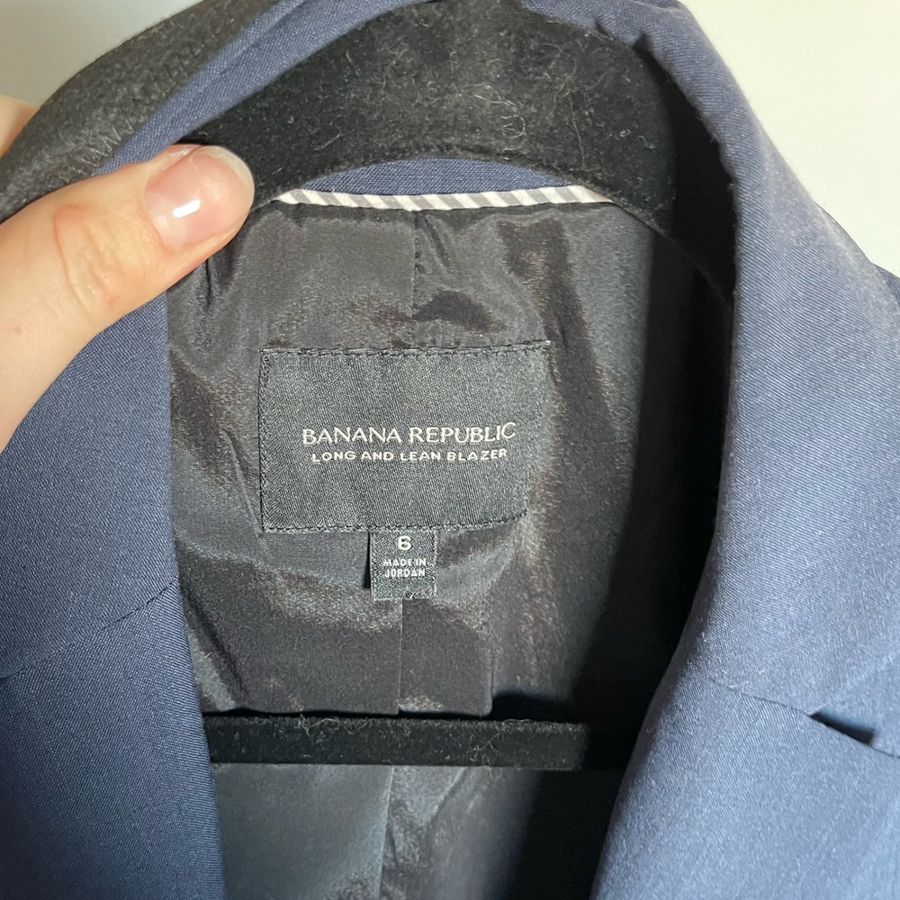 Banana republic navy blue blazer long and lean fit